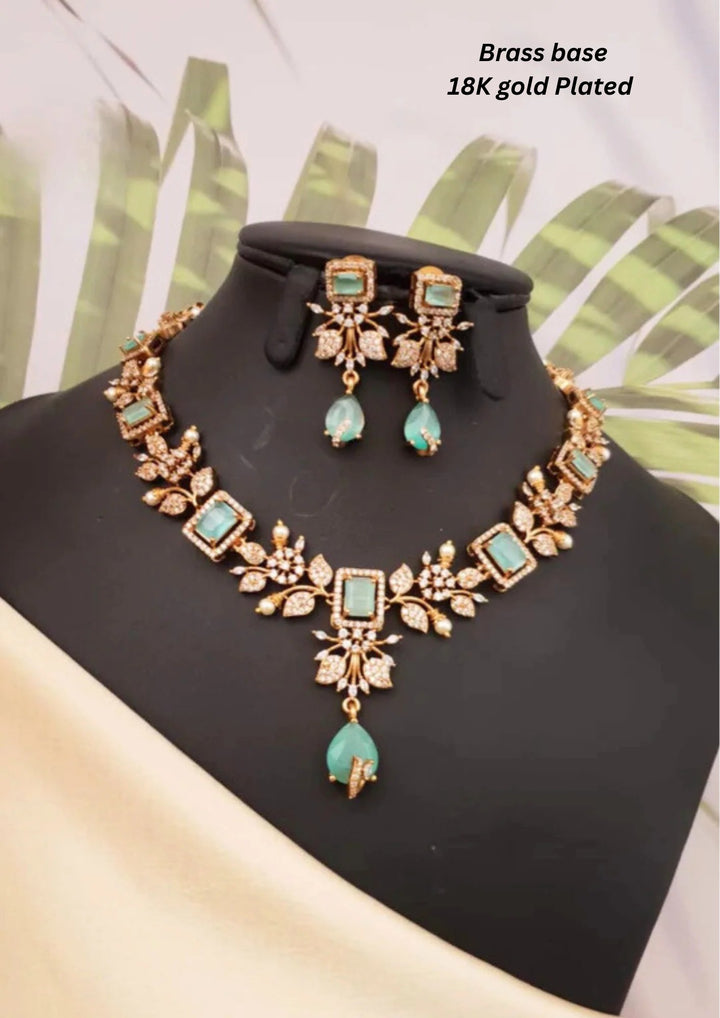 Kundan & Beads Brass Base Gold Plated Necklace With Earrings g 101160