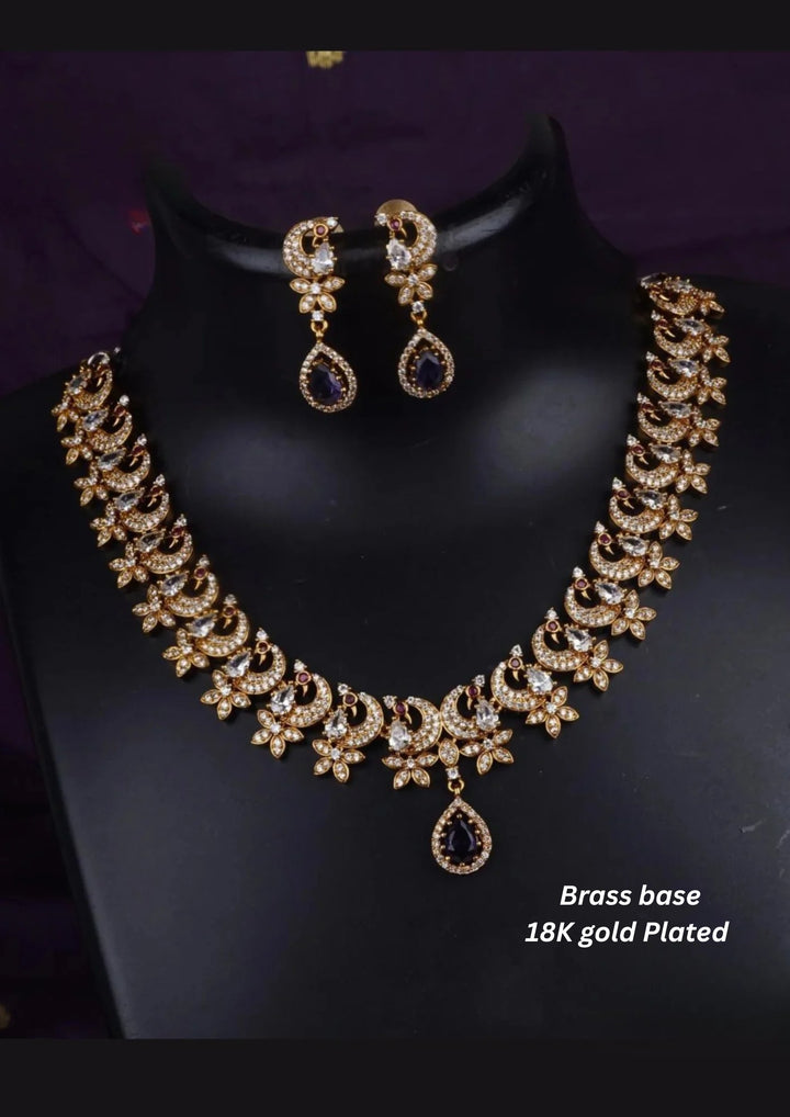 Victorian Brass Base Gold Plated Necklace With Earrings c 1011020