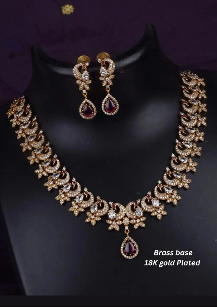 Victorian Brass Base Gold Plated Necklace With Earrings c 1011020