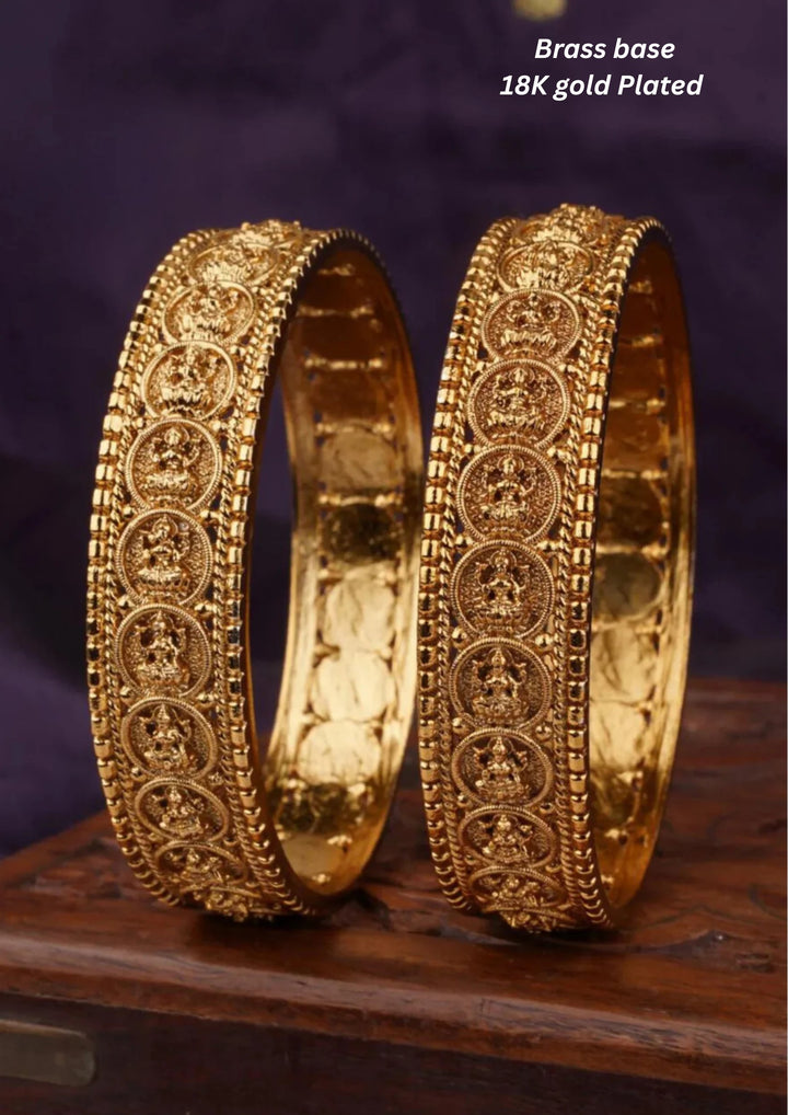 Kundan Brass Base Gold Plated Temple Bangles c 105020 (set of 2)