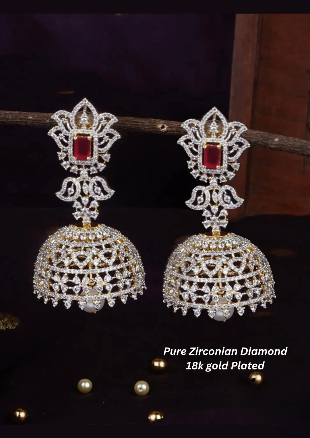 Pure Zirconian Diamond Gold Plated Jhumka c 1011020