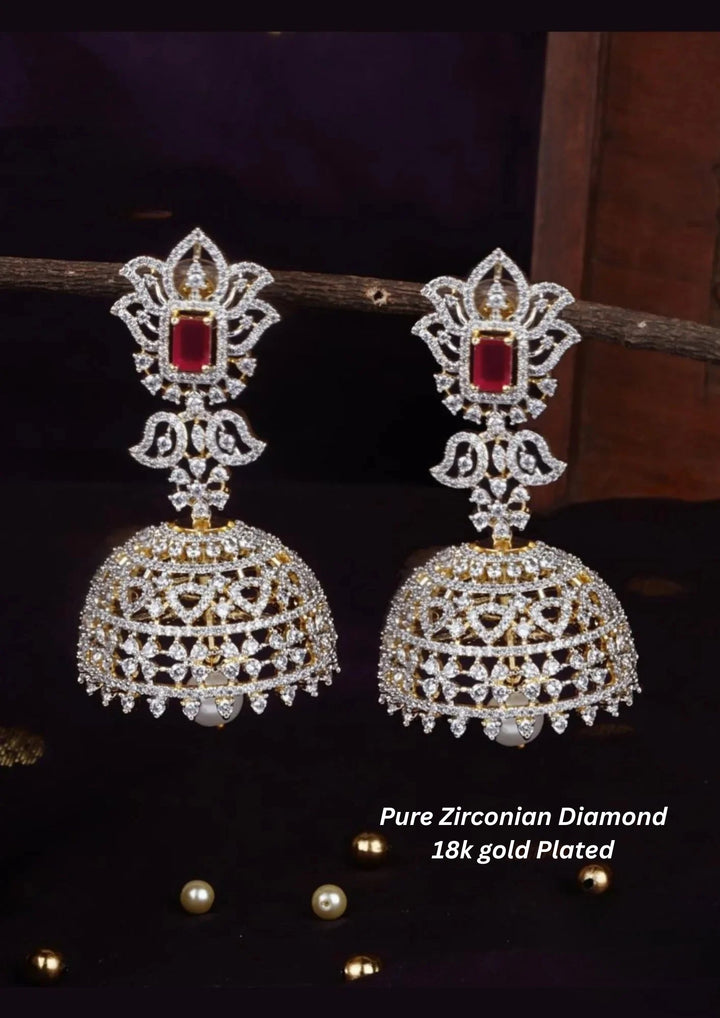 Pure Zirconian Diamond Gold Plated Jhumka c 1011020
