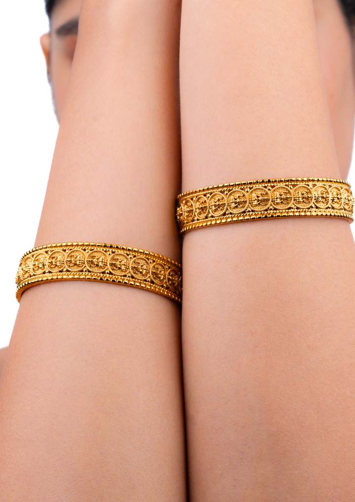 Kundan Brass Base Gold Plated Temple Bangles c 105020 (set of 2)