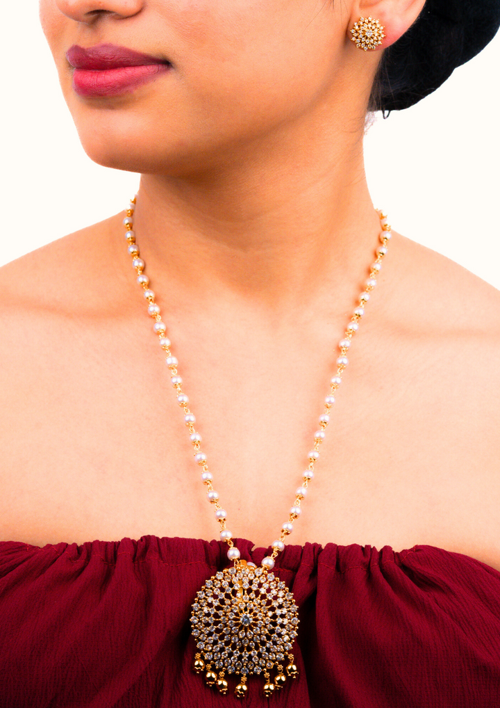 Kundan & Beads Brass Base Gold Plated Necklace With Earrings g 10999