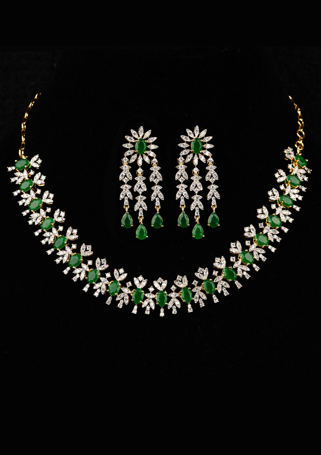 Pure Zirconian Gold Plated diamond necklace with earrings g 101500
