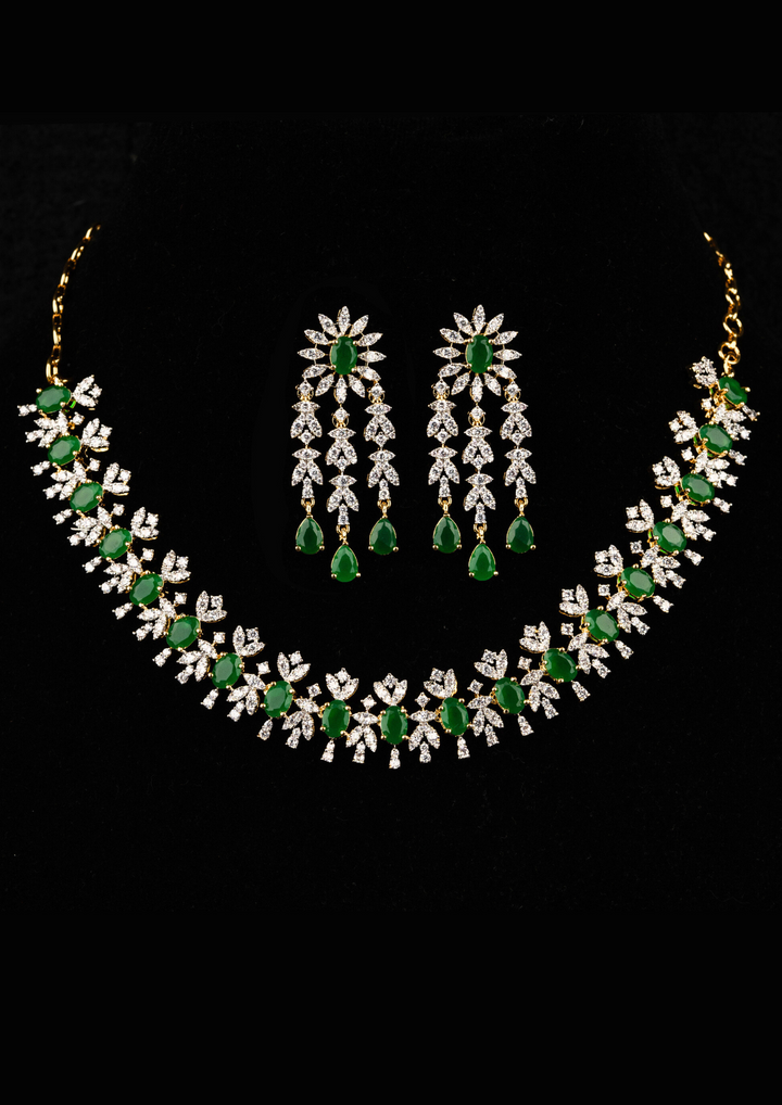 Pure Zirconian Gold Plated diamond necklace with earrings g 101500
