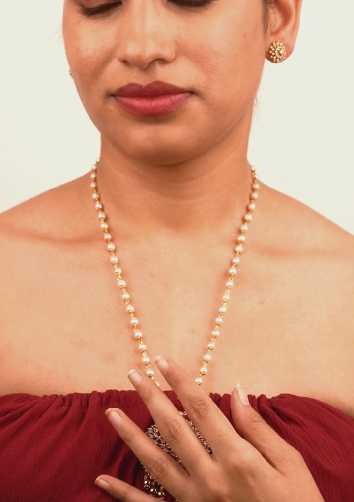 Kundan & Beads Brass Base Gold Plated Necklace With Earrings g 10999